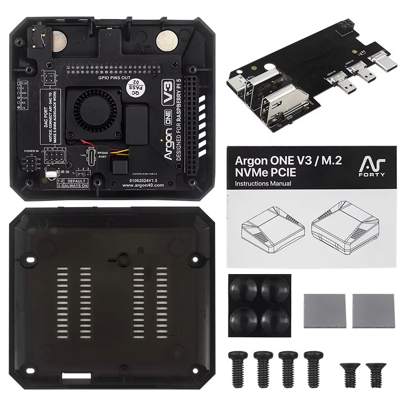 Argon One V3 M.2 Nvme Case - Argon ONE V3 Metallgehäuse für Raspberry