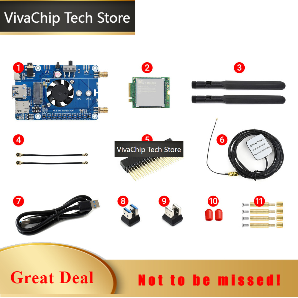 Raspberry Pi 4 8Gb Ram Kit - VivaChip Tech4G LTE GPS HAT Kühlventilator